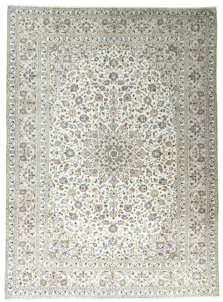 Kashan Tappeto 290x400 Beige (Iran) Annodato A Mano