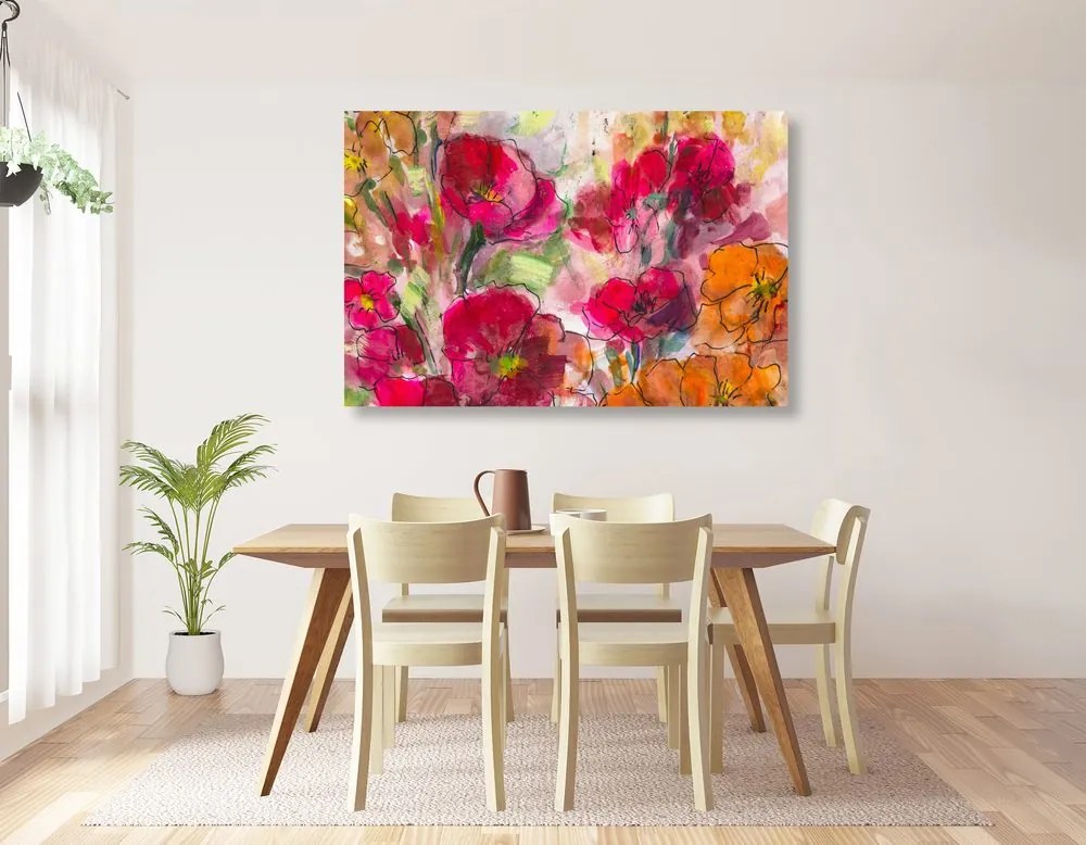 Quadro su tela – Natura morta floreale dipinta