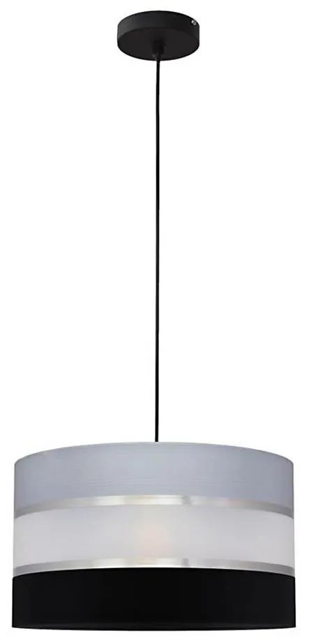 Lampadario a sospensione con filo HELEN 1xE27/15W/230V diametro 35 cm nero/grigio/argento