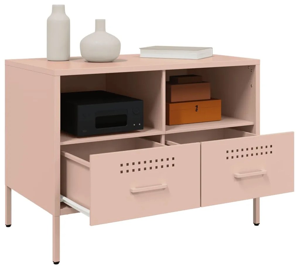 Mobili tv 2 pz rosa 68x39x50,5 cm in acciaio laminato a freddo