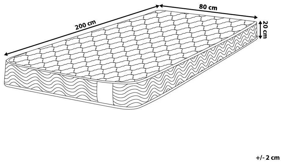 Materasso in memory foam duro 80 x 200 cm GLEE 