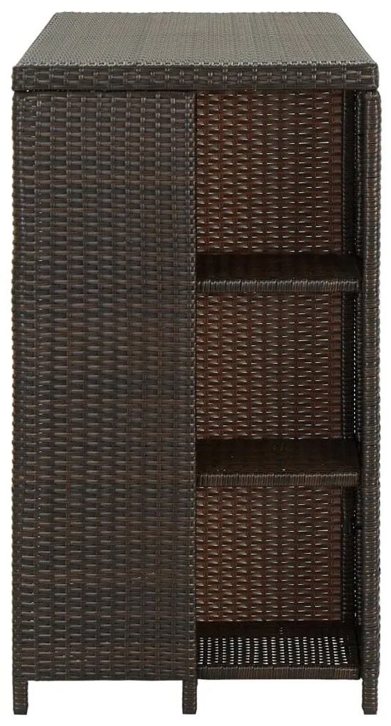 Tavolo da bar con ripiani marrone 120x60x110 cm in polyrattan