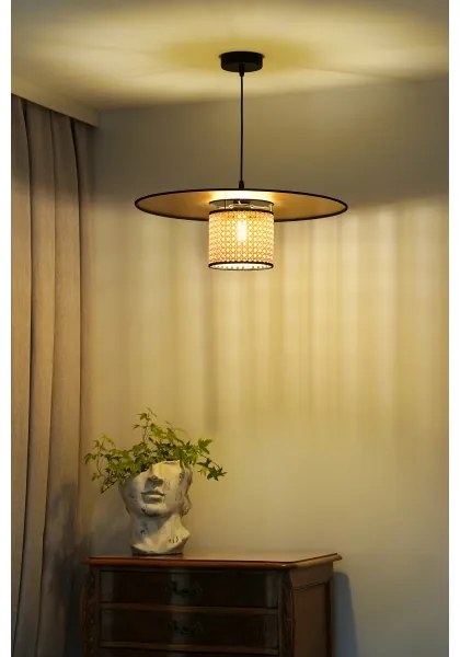 Duolla - Lampadario a sospensione con filo TOKYO RATTAN 1xE27/15W/230V diametro 50 cm oro/rattan