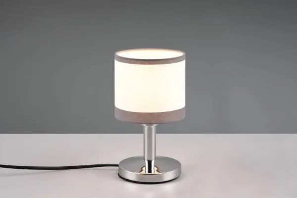 Lampada da tavolo davos paralume bianco e grigio e metallo cromato ...