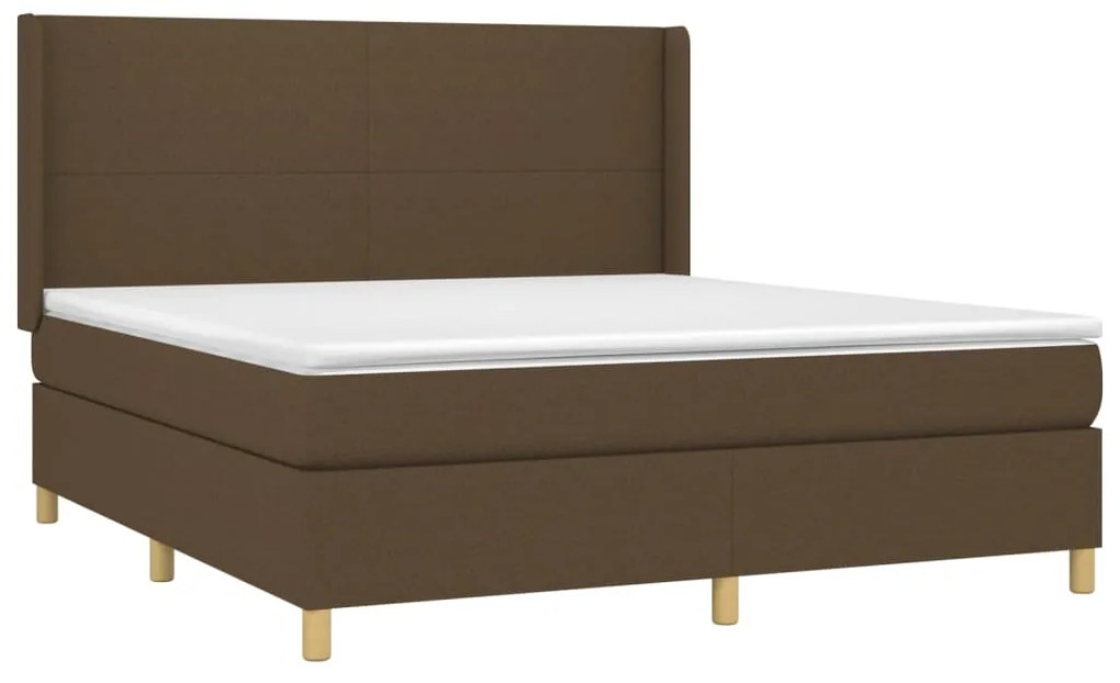 Letto a molle materasso e led marrone scuro 160x200 cm tessuto