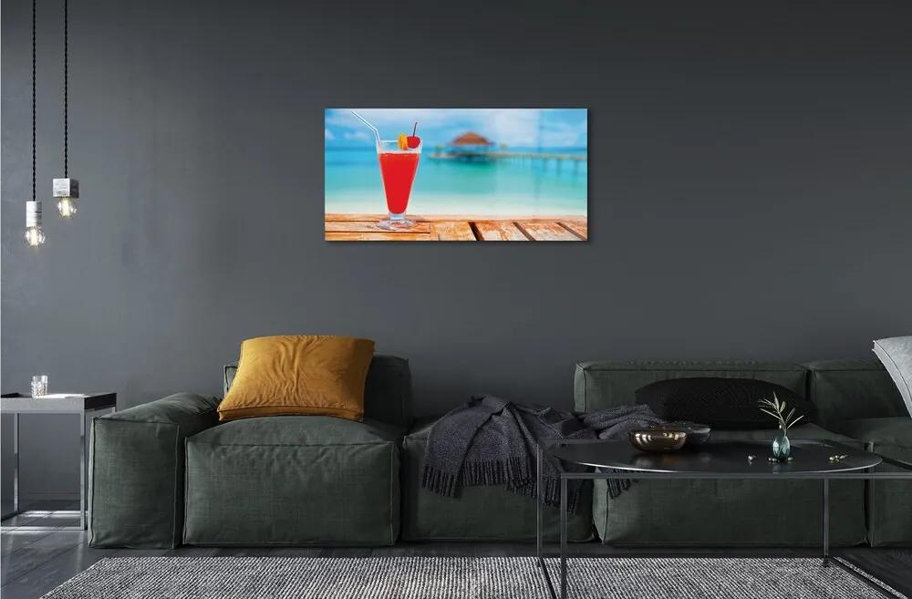 Quadro in vetro Cocktail in riva al mare 100x50 cm