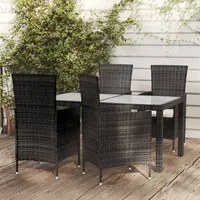 Set Mobili da Giardino 5 pz con Cuscini in Polyrattan Nero cod mxl 41448