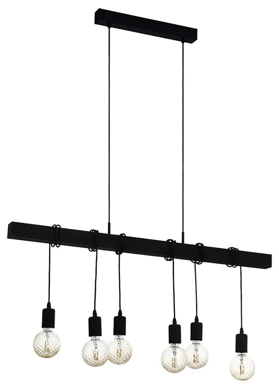 Lampadario Industrial Townshend 6 Luci Acciaio Nero