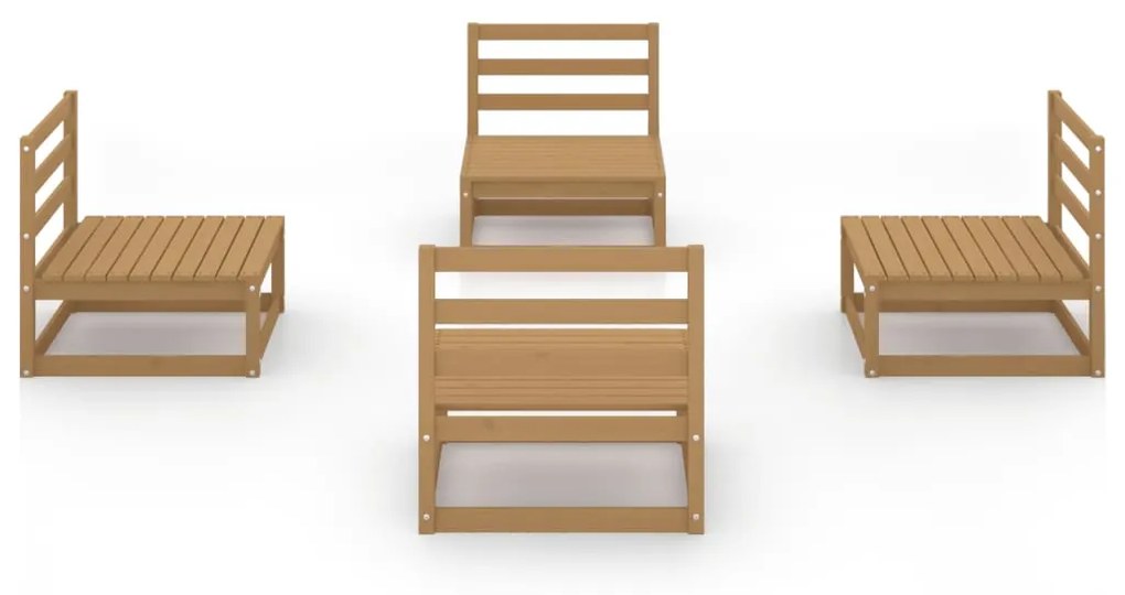 Set divani da giardino 4 pz miele in legno massello di pino