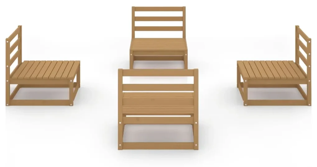 Set divani da giardino 4 pz miele in legno massello di pino