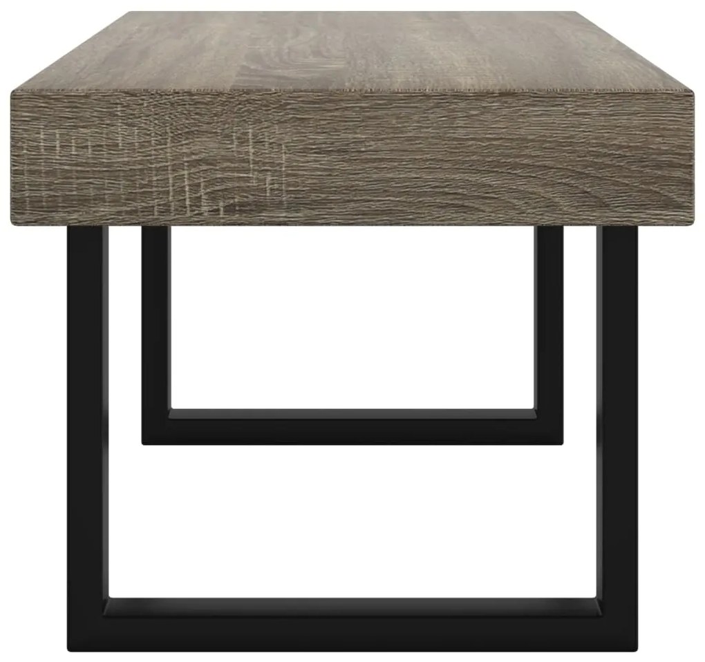 Tavolino da salotto grigio e nero 90x45x40 cm in mdf e ferro