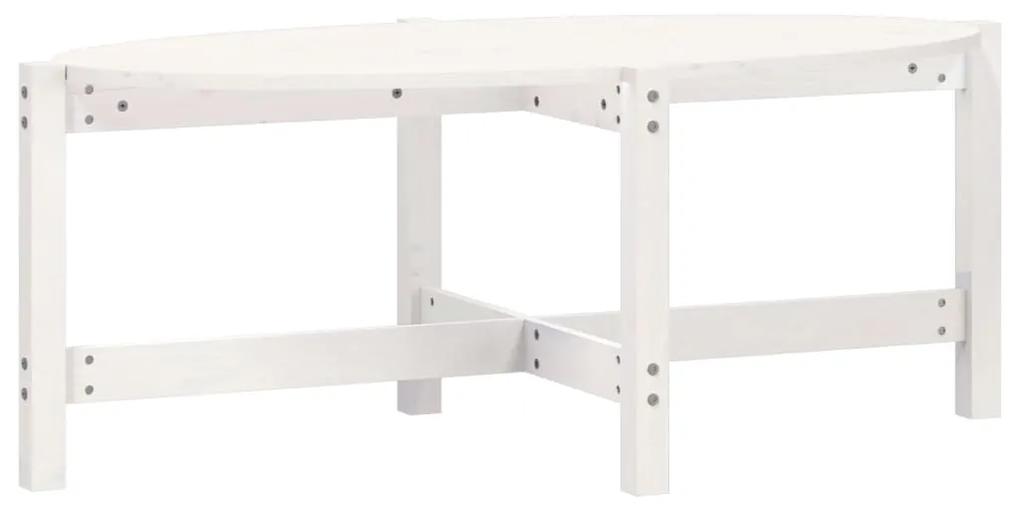 Tavolino da salotto bianco 118x63x45 cm legno massello di pino