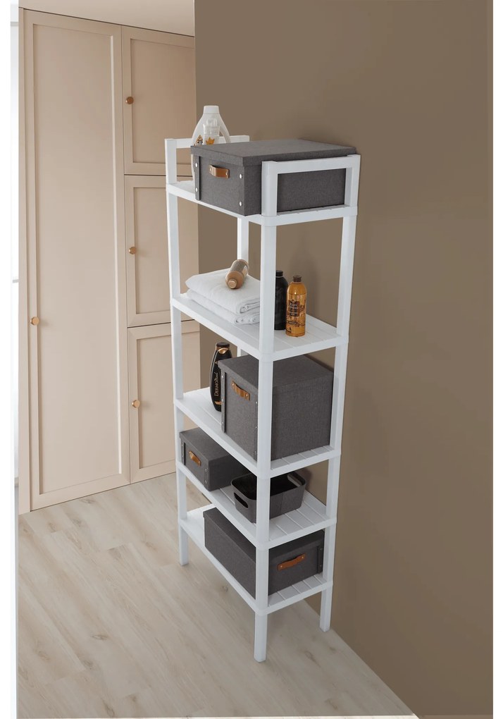 Scaffale Da Bagno Salvaspazio 184 Cm Cinque Ripiani Feridras "Woody" Bianco