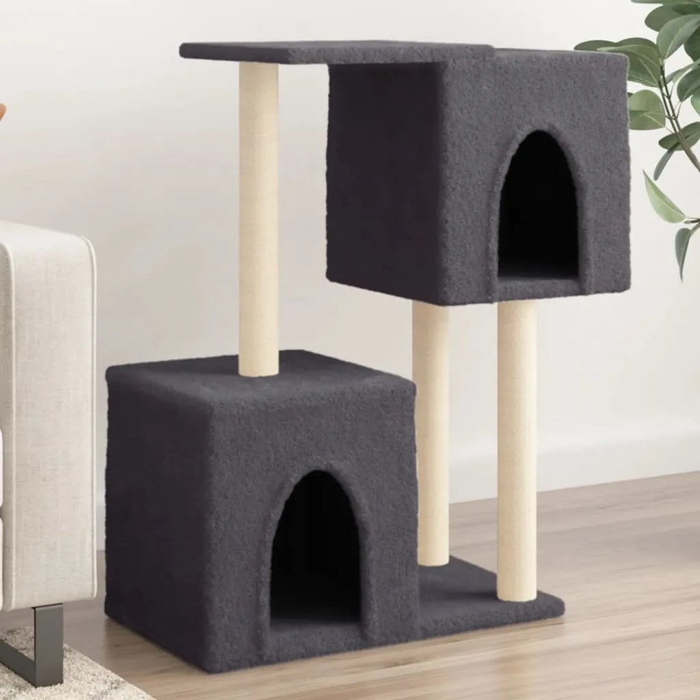 Albero Per Gatti Con Tiragraffi İn Sisal Grigio Scuro 86 Cm /
