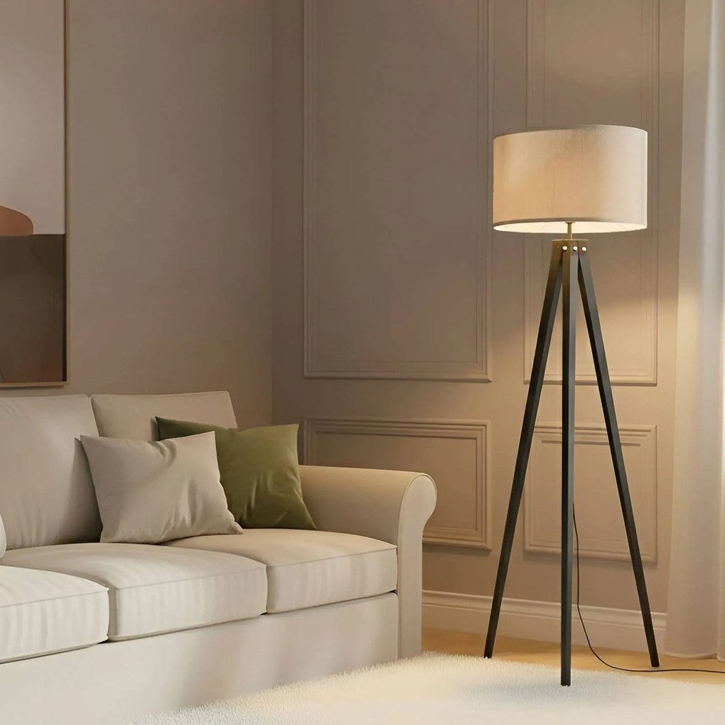 Lampada da terra Herry Lindby, Nero, Soggiorno / Sala da pranzo, Tessuto / Stoffa / Seta, Scandinavo, Lampada da terra