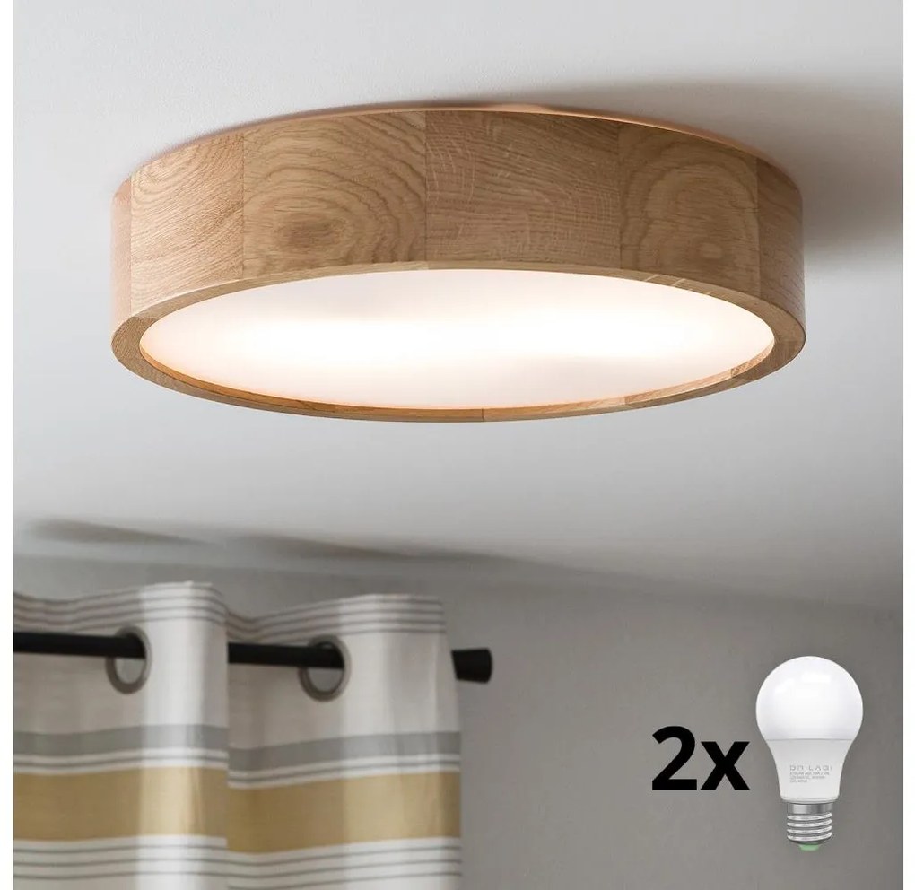 Brilagi - Lampada LED da soffitto CARVALHO 2xE27/60W/230V rovere Ø37,5 cm