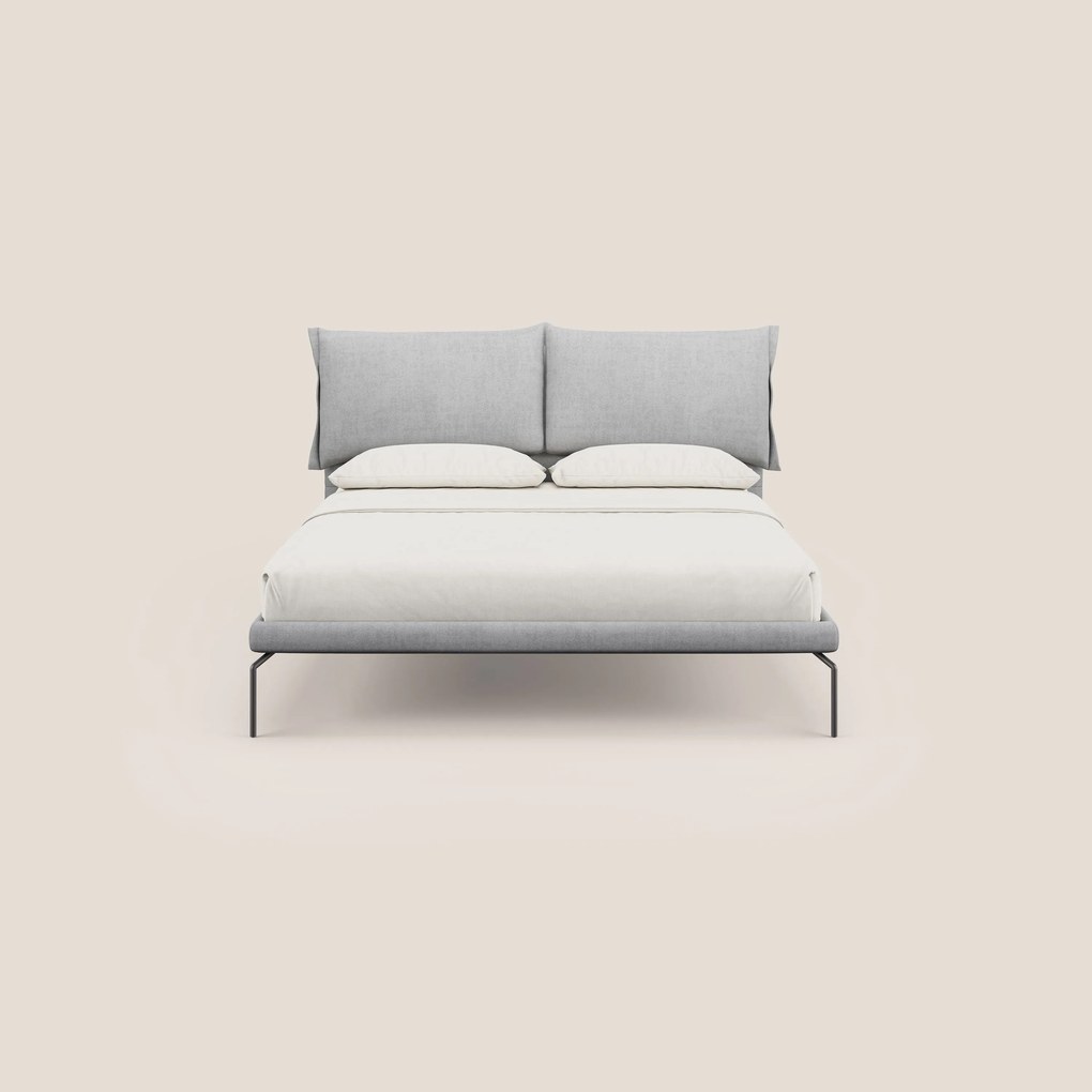 Bice letto imbottito con cuscini e piedi alti in metallo in tessuto impermeabile T02