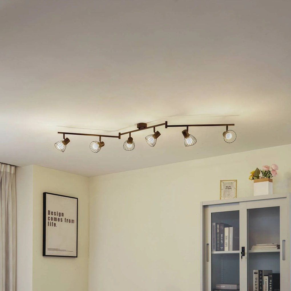 Lindby plafoniera Piena, nera, a 6 luci, metallo, 150 cm