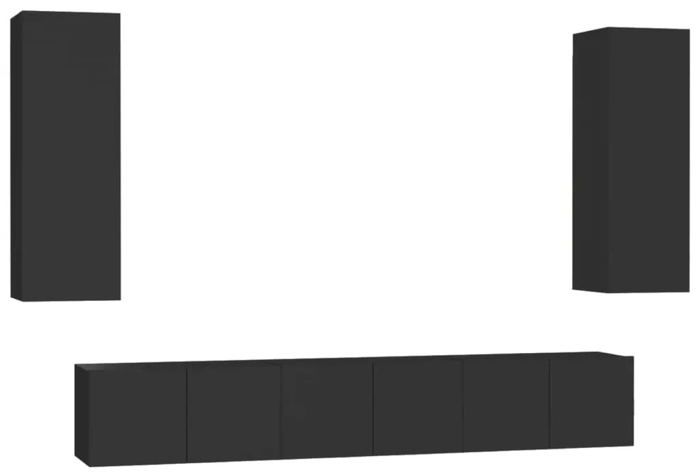 Set mobile tv 5 pz nero in truciolato