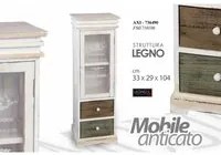 Mobile madia anticato con cassetti vetrina cm 33 x 29 x 104 h