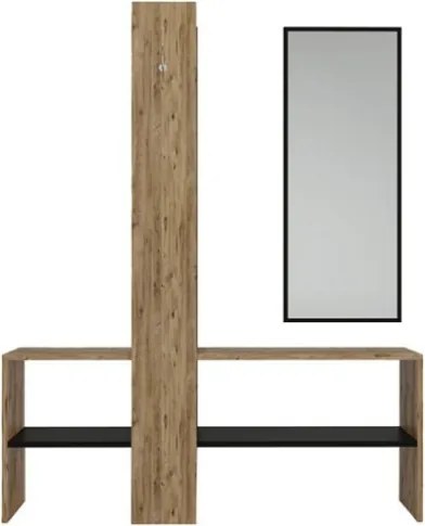 Mobile Ingresso Con Appendiabiti Specchio E Mensole Effetto Legno Aurora