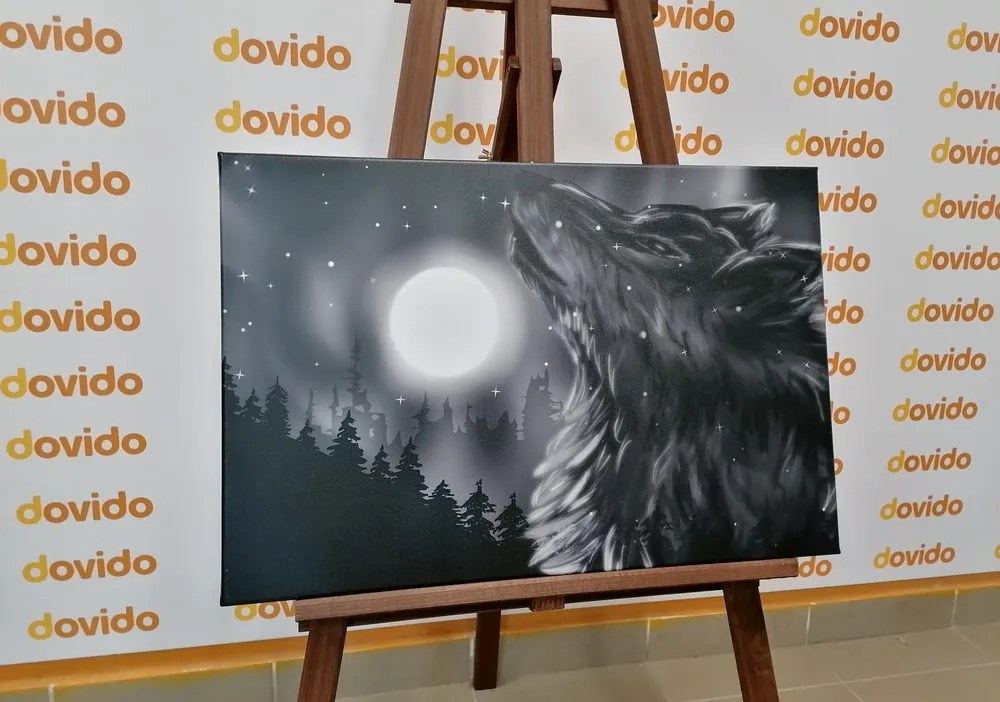 Stampa su tela – Luna dei lupi in bianco e nero