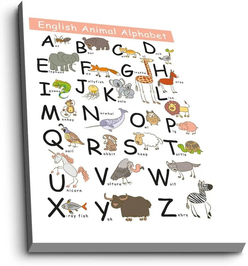 Quadro per bambini 45x70 cm Alphabet - Wallity