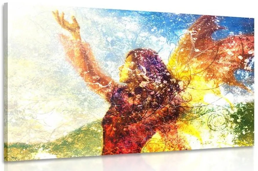 Quadro su tela – Donna dipinta in esecuzione magica