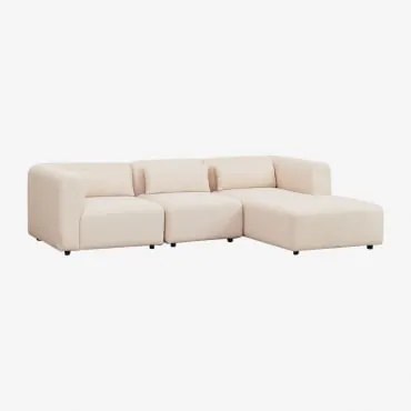 Divano Modulare Fogler Con Chaise Longue Destra In 3 Pezzi Ciniglia Crema Beige - Sklum