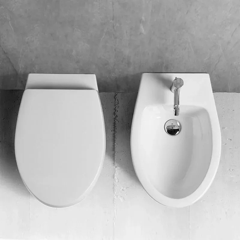 Wc sospeso Rimless LFT Spazio di Simas in ceramica bianca lucida