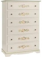 Cassettiera 6 cassetti legno shabby bianco decori 97x49x140 - Mobili 2G