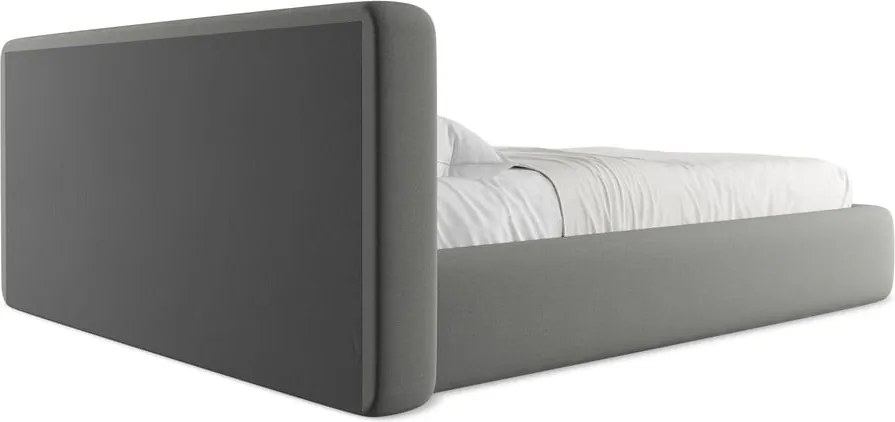 Letto matrimoniale imbottito grigio con contenitore con griglia 160x200 cm Kiana - Makamii