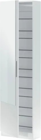 Scarpiera 1 Anta Con Specchio 50x22x180 Cm 16 Paia Kristal Bianco Artik