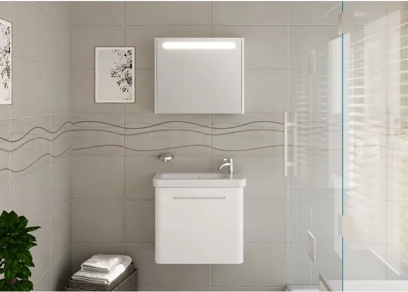 Kamalu - Mobiletto bagno 60 cm profondità ridotta colore bianco | LAC-IRIS-60-B