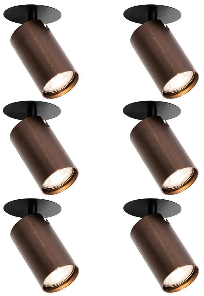 Set di 6 faretti da incasso moderni bronzo scuro GU10 50mm - Chels