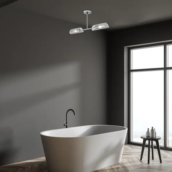 Rabalux 75030 - Lampadario da bagno a sospensione con supporto rigido TEODORO 2xE14/12W/230V IP44 cromo