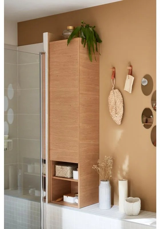 Colonna per mobile bagno Natural SENSEA 1 cassetto 1 anta P 32 x L 40 x H 165 cm marrone laccato Legno