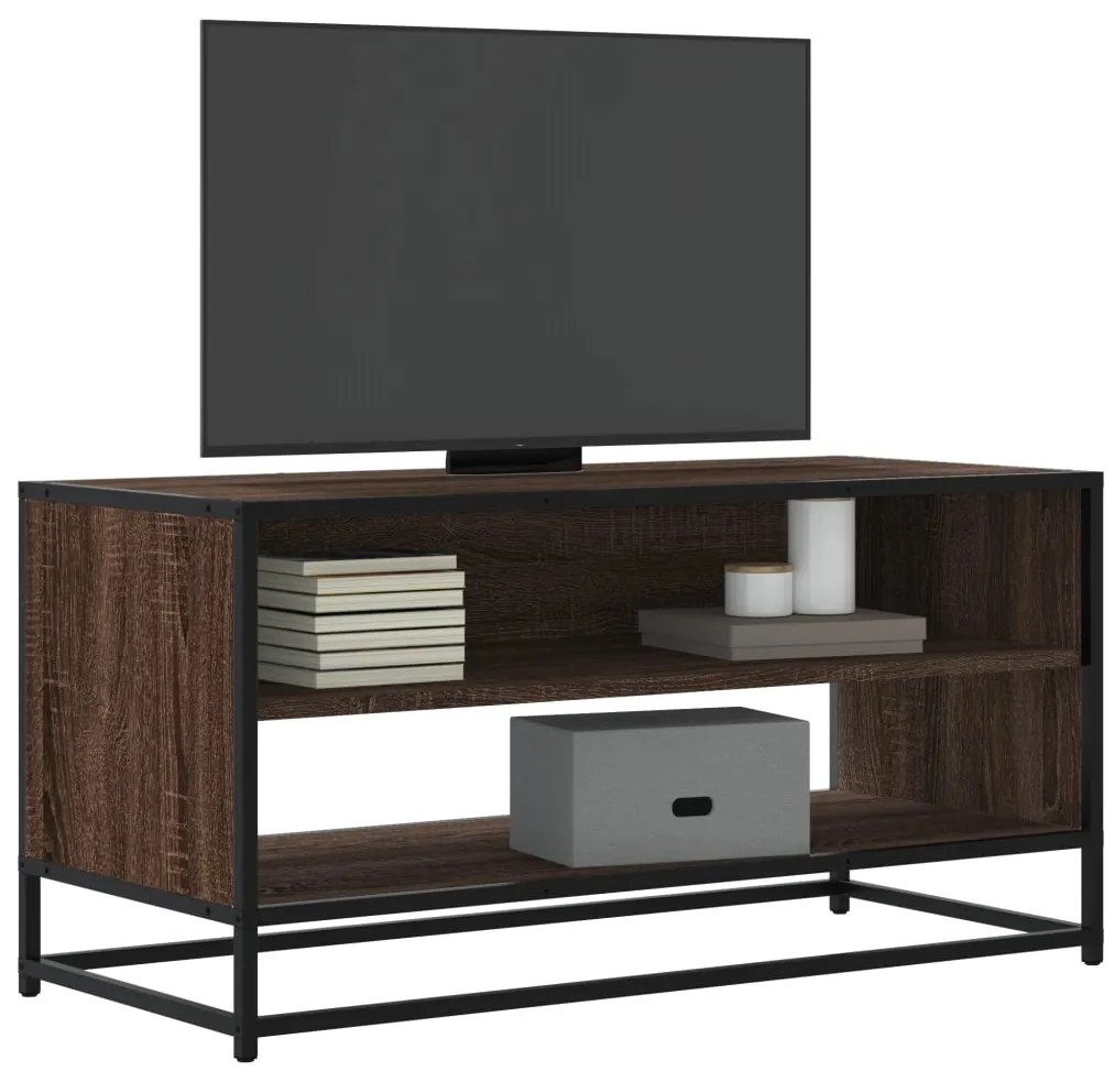 Mobile Tv Rovere Marrone 91x40x46 Cm Legno Multistrato Metallo /