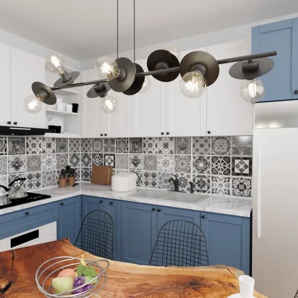 Lampadario a sospensione con filo TOKEN 8xE27/15W/230V nero