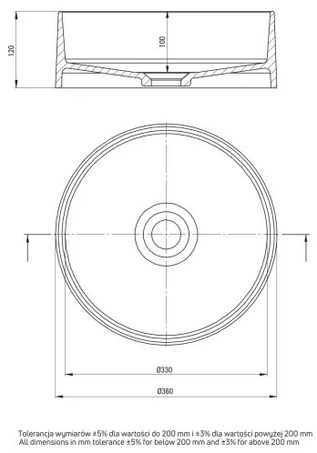 Deante CQS_5U4S - Lavabo da appoggio SILIA pr. 36 cm granito/beige