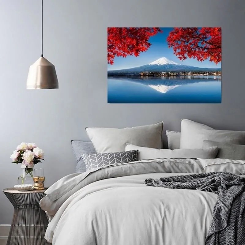 Quadro su tela, Giappone Montagna Fuji Rosso  Dimensioni Tappeti 60x40