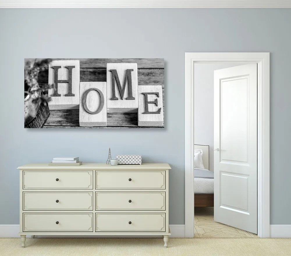 Quadro su tela – Lettere Home in bianco e nero