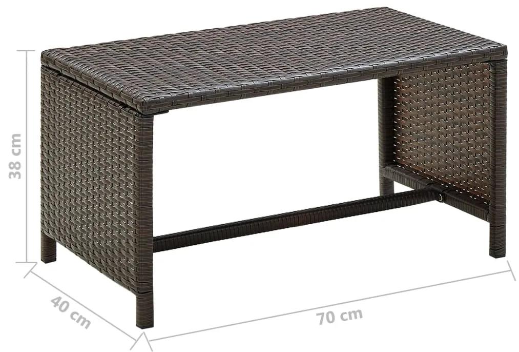 Tavolino da salotto marrone 70x40x38 cm in polyrattan
