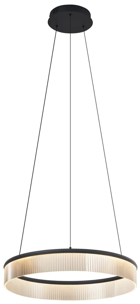 Lampada a sospensione moderna nera 59cm incl. LED dimmerabile a 3 livelli - Anello Chandelier