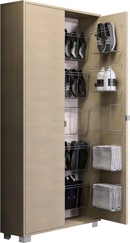 Armadio doppio a 2 ante con scarpiera in legno 84x190h cm Olmo Perla