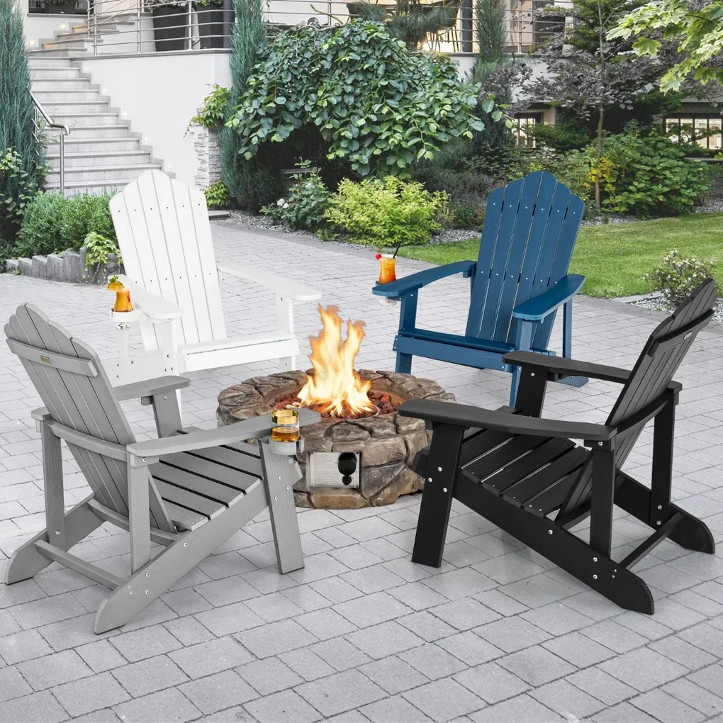 Sedia adirondack da esterno con portabicchieri, Sedia resistente alle