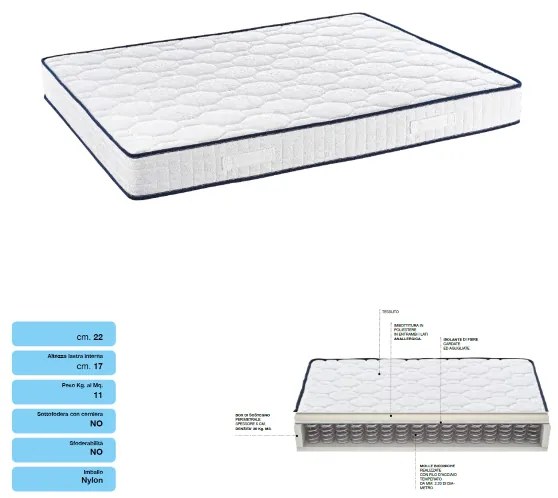 Materasso Alla Francese con Molle e tessuto poliestere 140x200 CM
