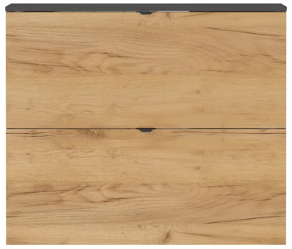 Scarpiera color antracite/di colore naturale con effetto rovere con ante ribaltabili/da parete 100x85x19 cm Renell – Germania