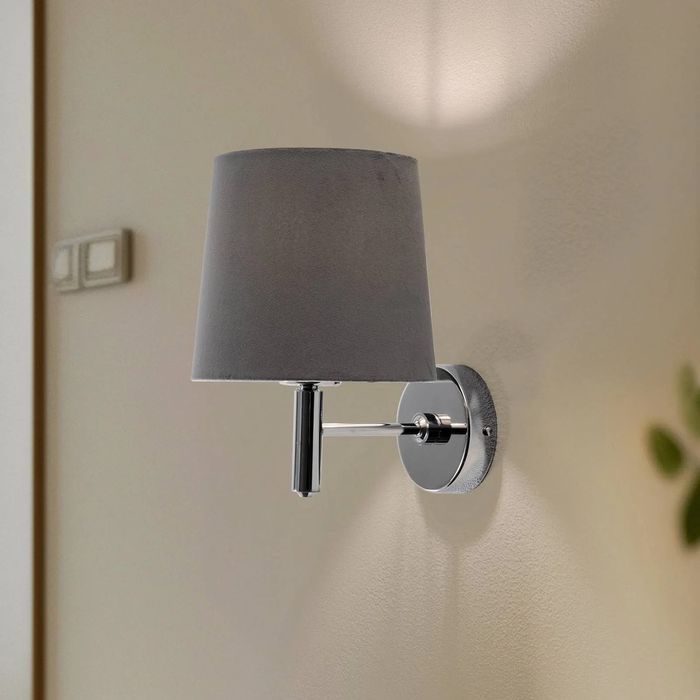 Euluna Applique Bono, paralume in tessuto, cromo/grigio