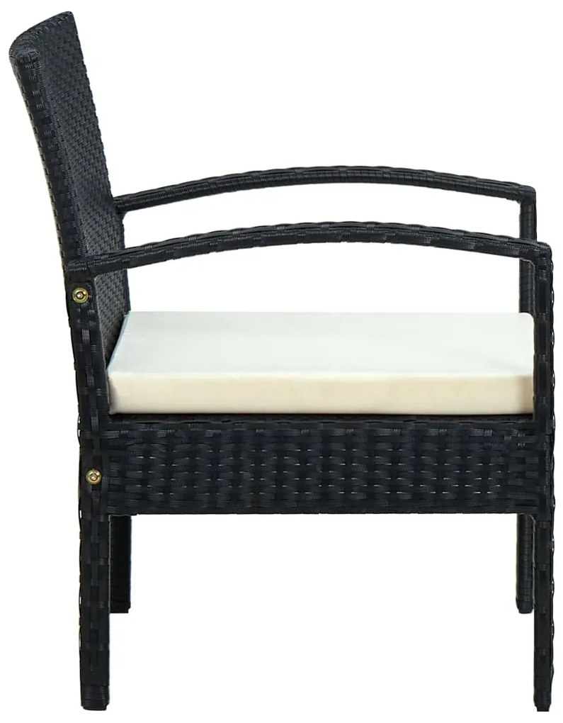 Sedia da giardino con cuscino in polyrattan nero